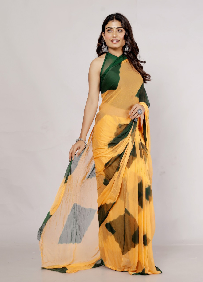 Pure Chiffon Check Leheriya Saree for Women – Trendy Jaipuri Printed Saree for Wedding, Party & Festive Wear | Summer Bollywood Style Designer Saree | 