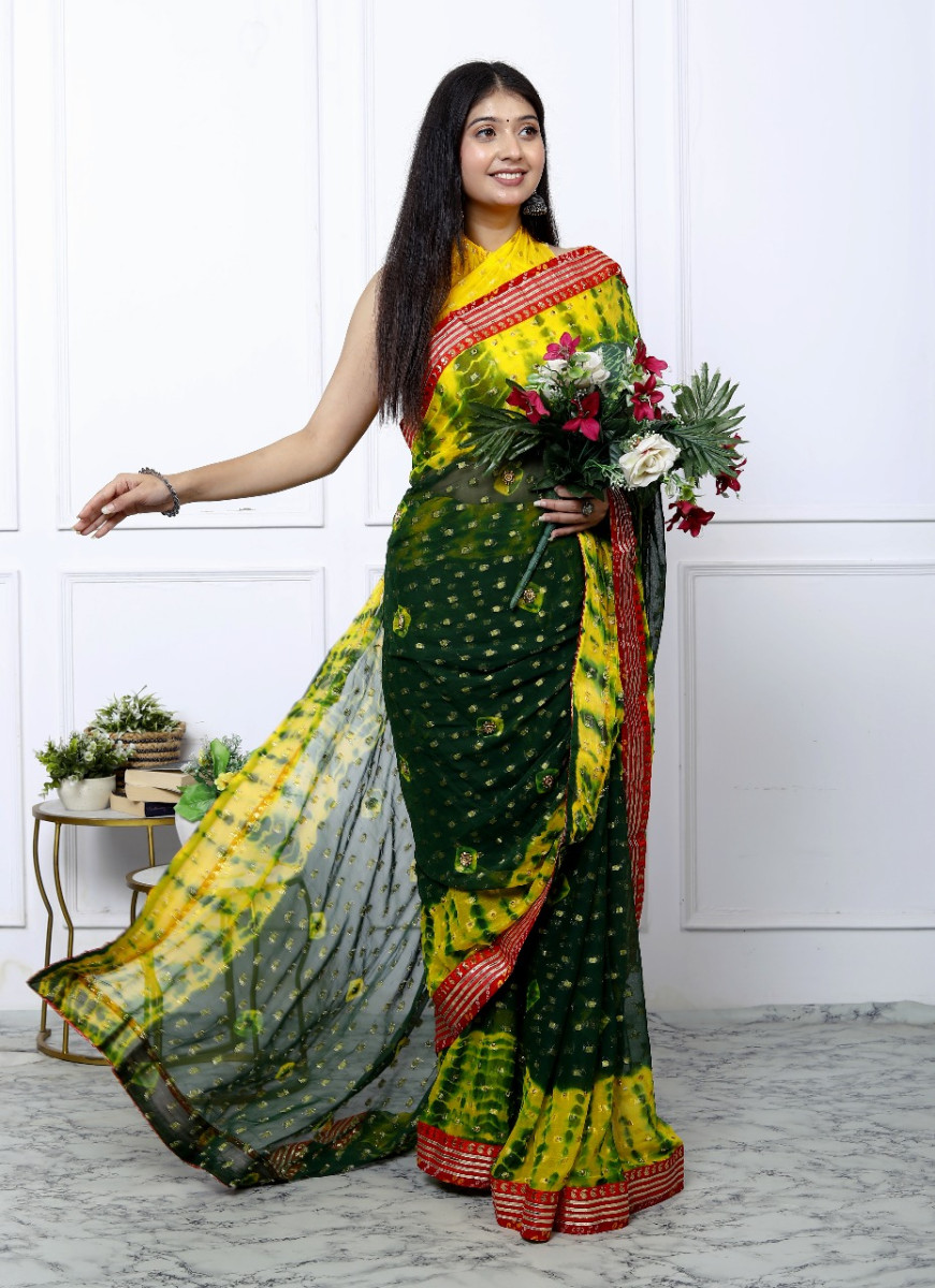 Pure Chiffon Trendy Checked bandhini Chiffon Sarees For Women