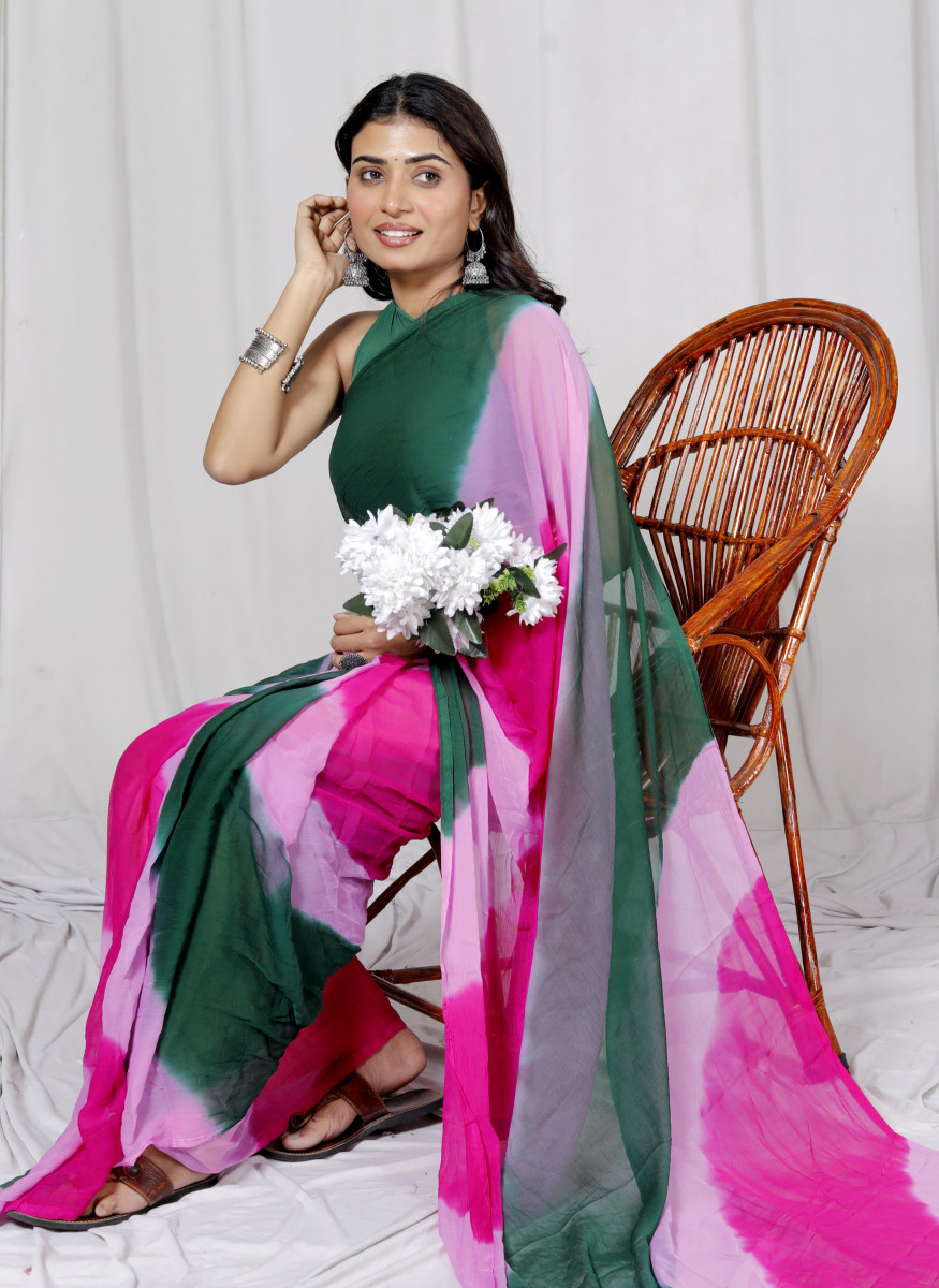 Pure Chiffon Leheriya Saree for Women – Multicolor Bollywood Printed Saree for Wedding, Party, Festive & Farewell | Traditional Designer Saree 