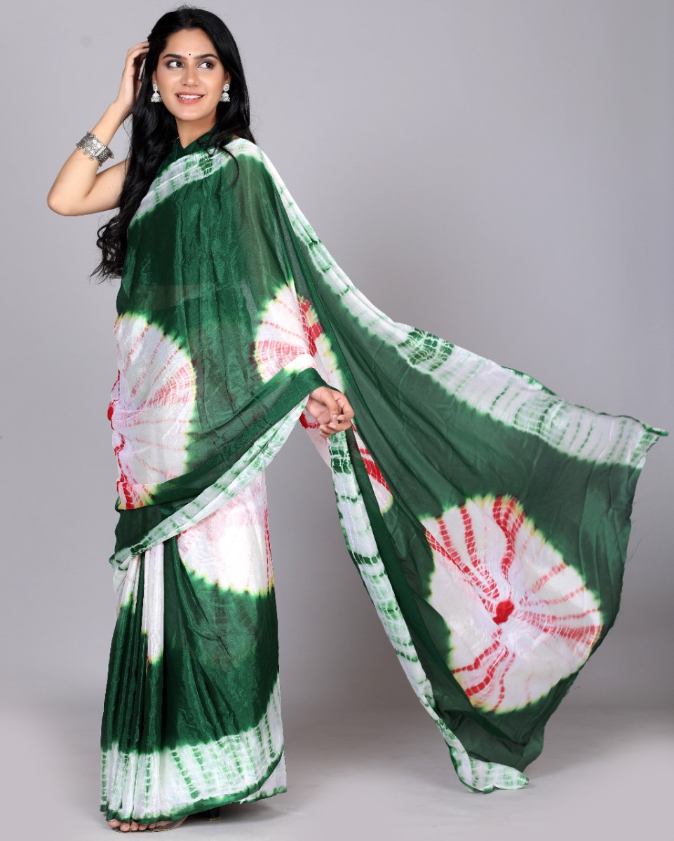 trendy Silk Bandhani Saree for Women – Traditional Jaipuri Bandhej Printed Rajasthani Saree for Wedding, Party & Festive Wear | Designer Sarees