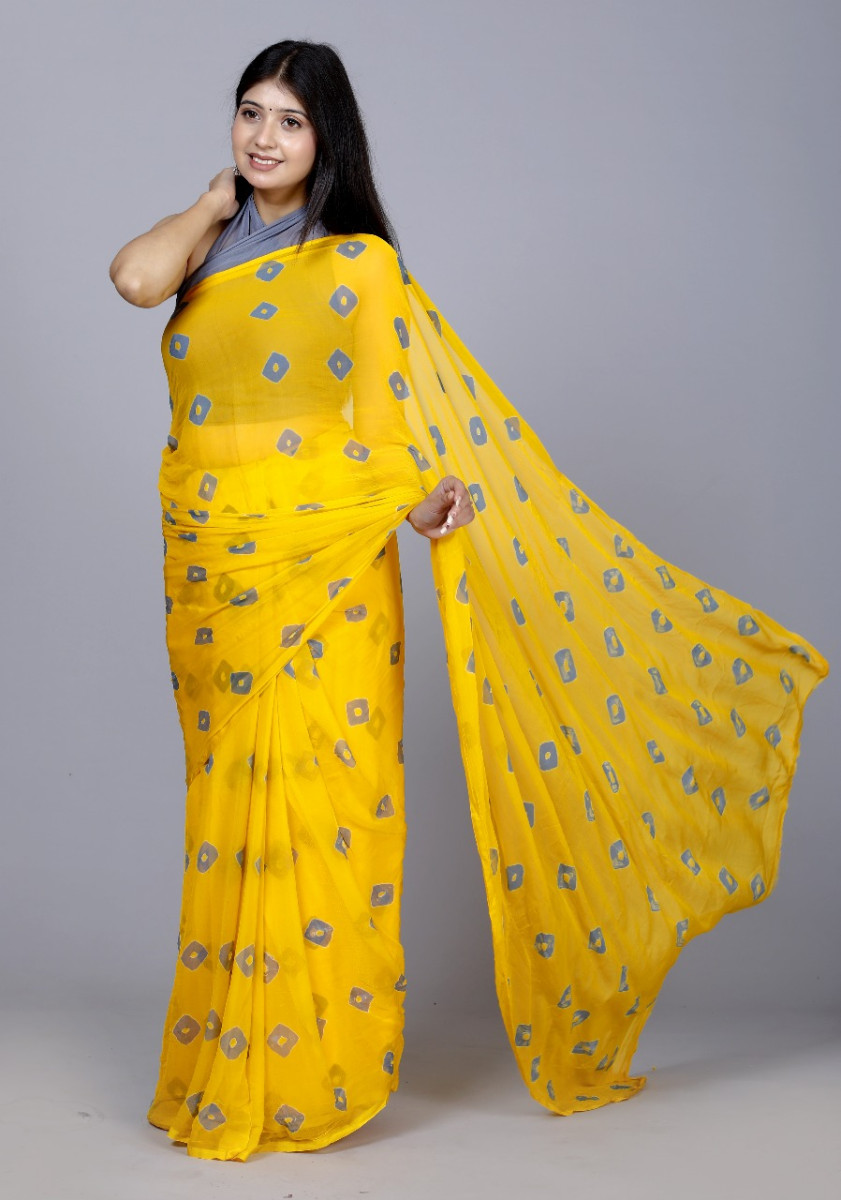 Pure Chiffon Printed saree bandhini  Printed Sarees For Women