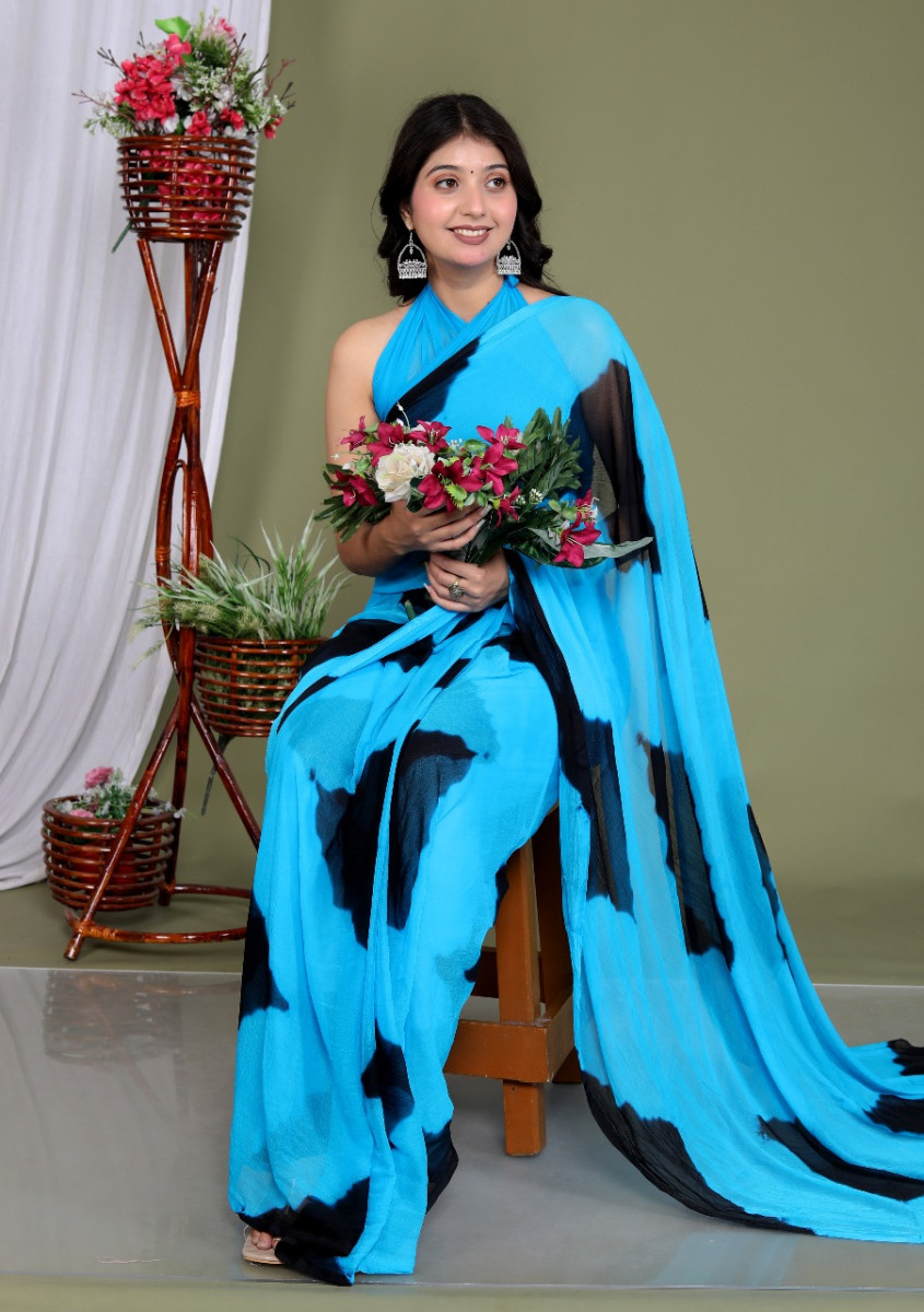 Pure Chiffon Trendy  Checked Leheriya Chiffon Sarees For Women