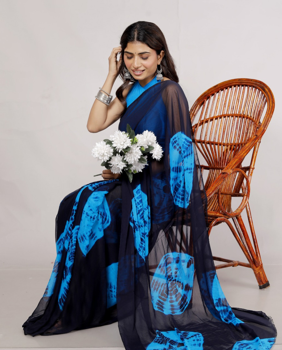 Pure Chiffon Printed saree bandhini  Printed Sarees For Women