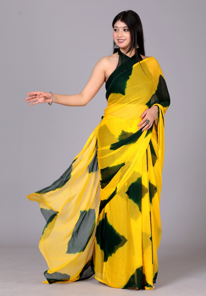 Pure Chiffon Check Leheriya Saree for Women – Trendy Jaipuri Printed Saree for Wedding, Party & Festive Wear | Summer Bollywood Style Designer Saree | 