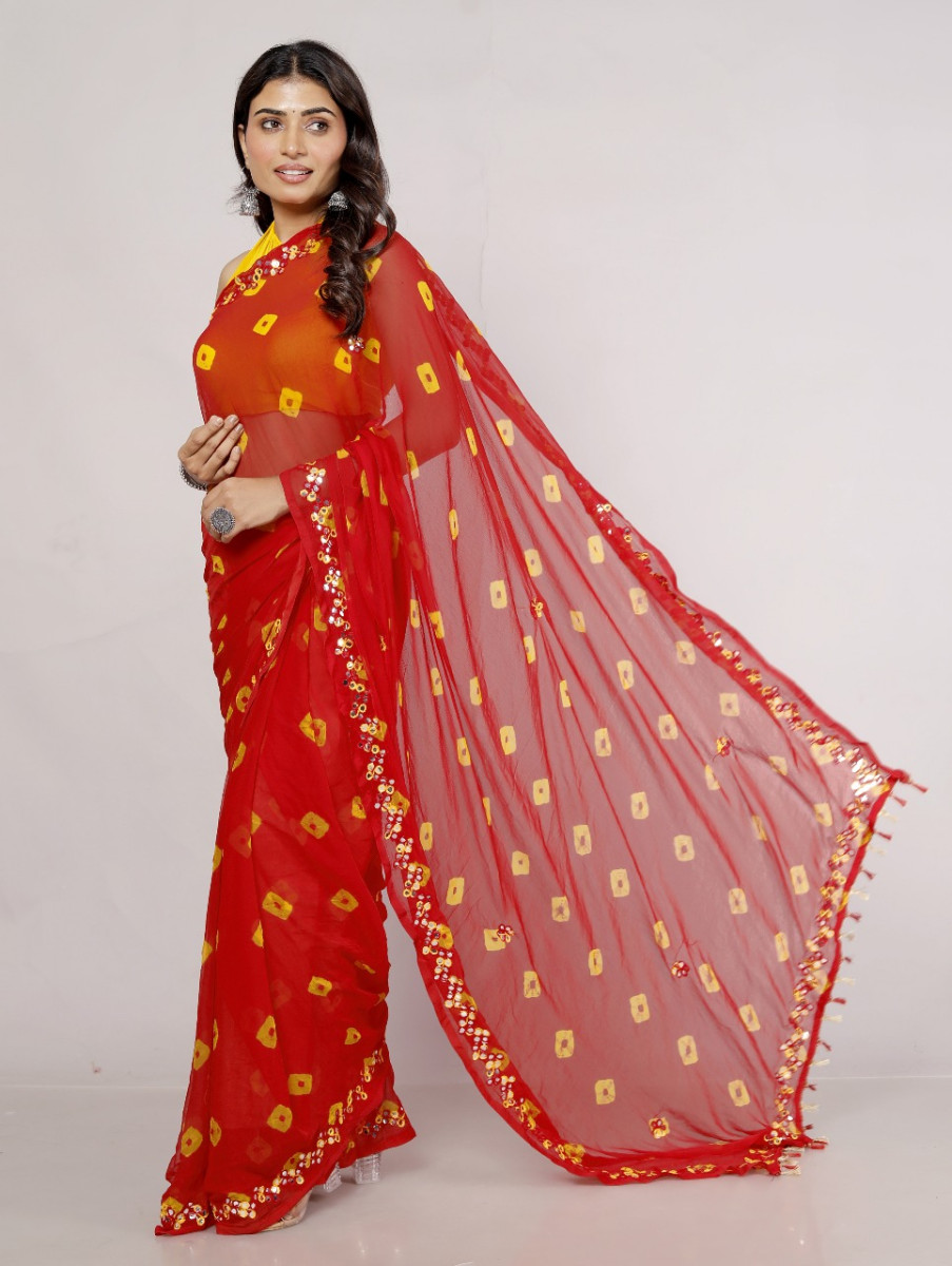 Chiffon Sarees for Women – Bandhani saree, Printed & Wedding Party Wear saree | Latest 2025 saree Collection, Green saree , Designer Saree For Wedding,, Perfect Sarees For Women Wedding , Sarees For F