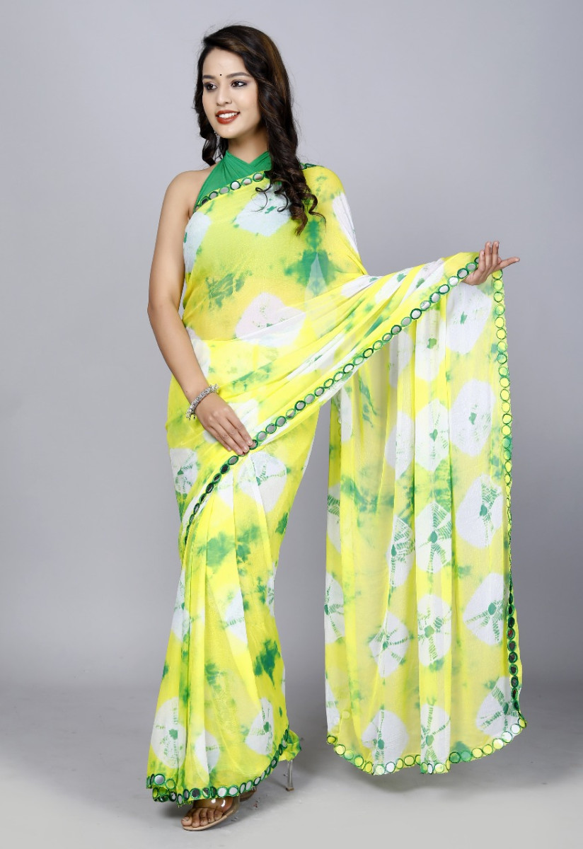 Pure Chiffon Trendy Mirror Work saree Chiffon Sarees For Women