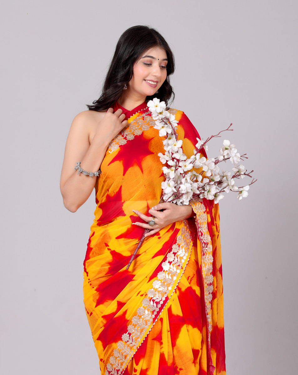 Chiffon Sarees for Women – Bandhani saree, Printed & Wedding Party Wear saree | Latest 2025 saree Collection, Green saree , Designer Saree For Wedding,, Perfect Sarees For Women Wedding , Sarees For F