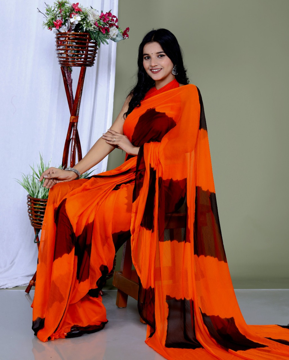 Pure Chiffon Check Leheriya Saree for Women – Trendy Jaipuri Printed Saree for Wedding, Party & Festive Wear | Summer Bollywood Style Designer Saree | 