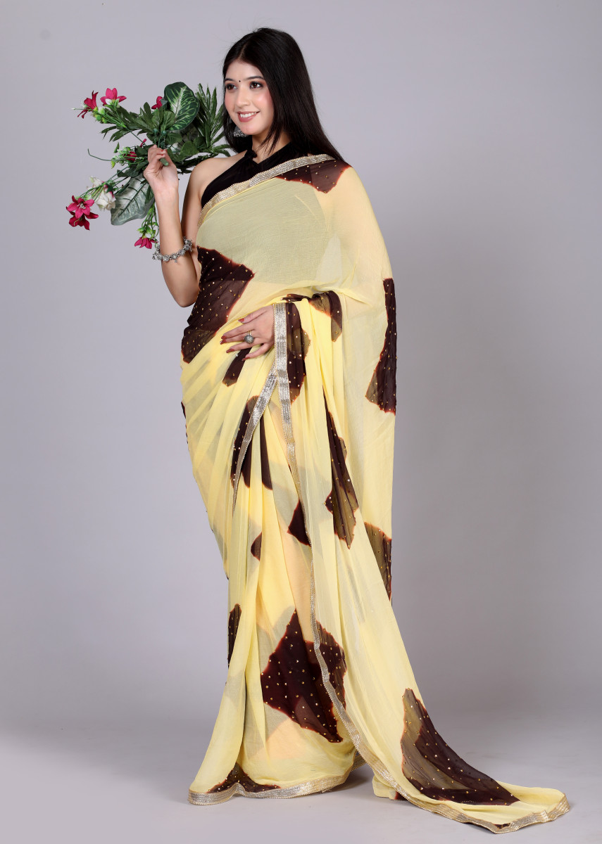 Bollywood Leheriya Stone Work Printed Chiffon Printed  sarees For Women