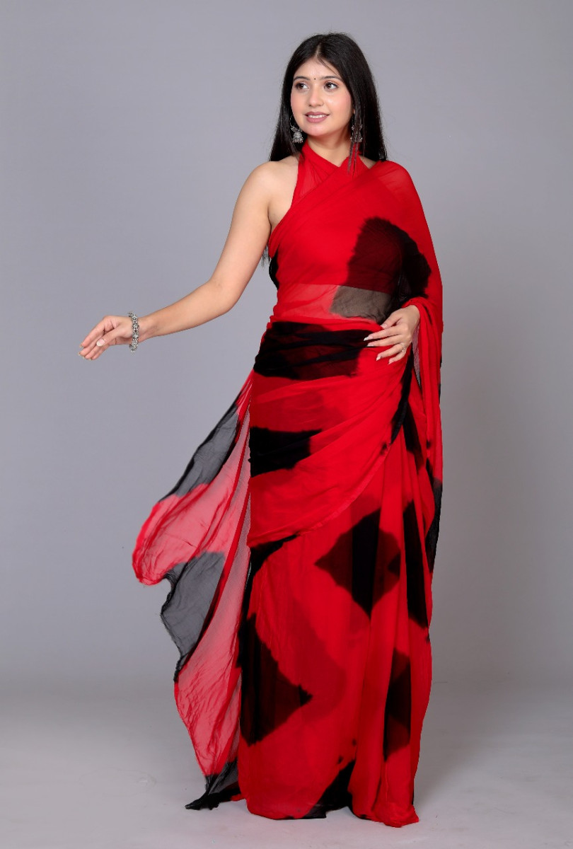 Pure Chiffon Check Leheriya Saree for Women – Trendy Jaipuri Printed Saree for Wedding, Party & Festive Wear | Summer Bollywood Style Designer Saree | 