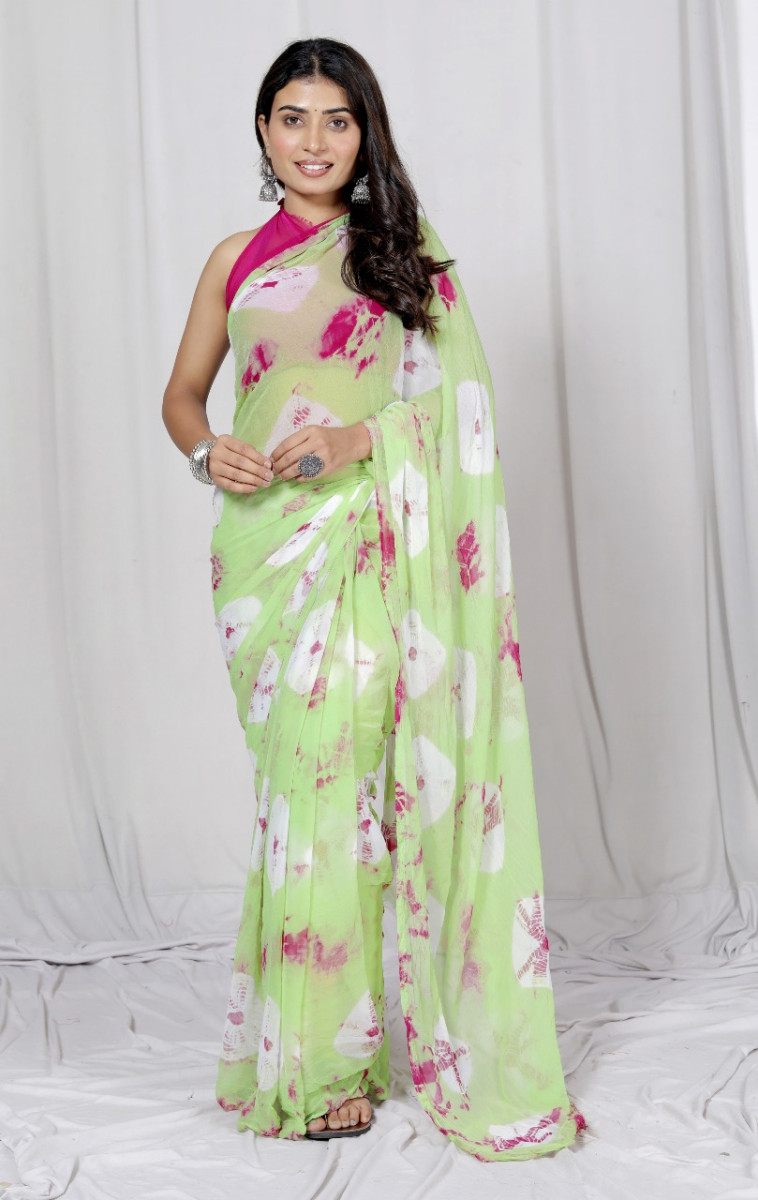 Pure Chiffon Printed saree bandhini  Printed Sarees For Women