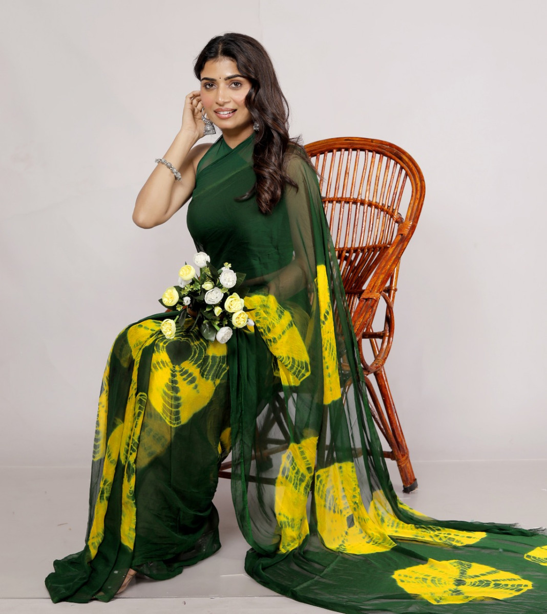 Pure Chiffon Printed saree bandhini  Printed Sarees For Women