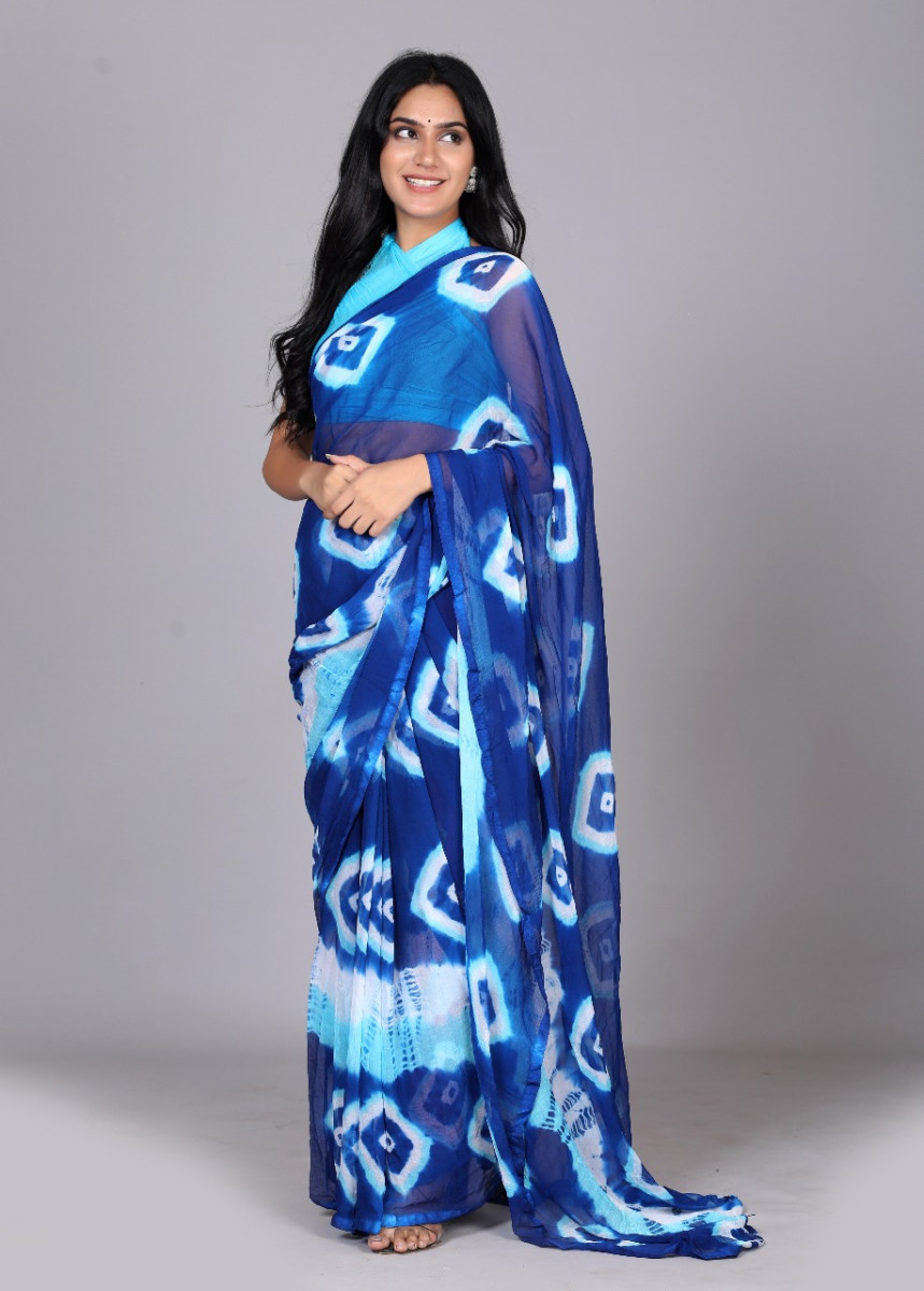 Trendy  Printed  Chiffon  Bandhini  Sarees For Women