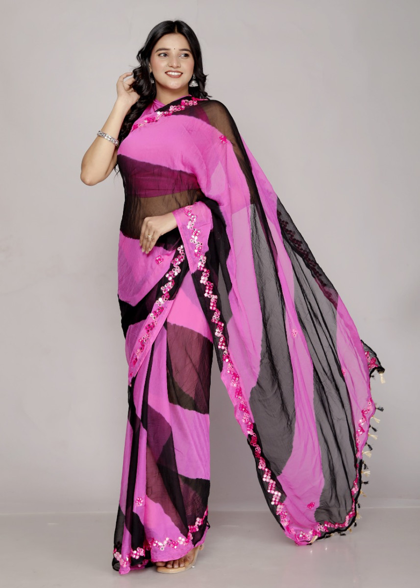 Chiffon Sarees for Women – Bandhani saree, Printed & Wedding Party Wear saree | Latest 2025 saree Collection, Green saree , Designer Saree For Wedding,, Perfect Sarees For Women Wedding , Sarees For F