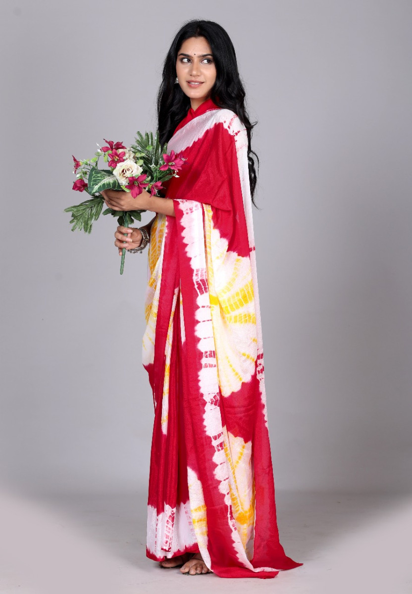 trendy Silk Bandhani Saree for Women – Traditional Jaipuri Bandhej Printed Rajasthani Saree for Wedding, Party & Festive Wear | Designer Sarees