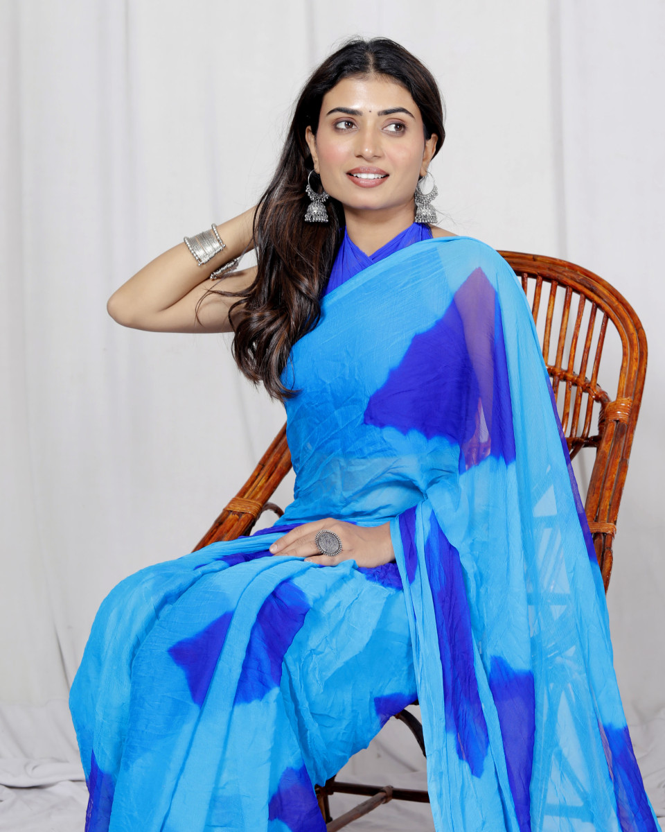 Pure Chiffon Check Leheriya Saree for Women – Trendy Jaipuri Printed Saree for Wedding, Party & Festive Wear | Summer Bollywood Style Designer Saree | 